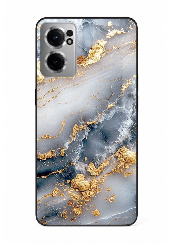 Soft Smoke Marble OnePlus Nord CE2 5G glass back cover with white smoky marble texture