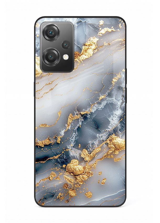Soft Smoke Marble OnePlus Nord CE2 Lite 5G glass back cover with white smoky marble texture