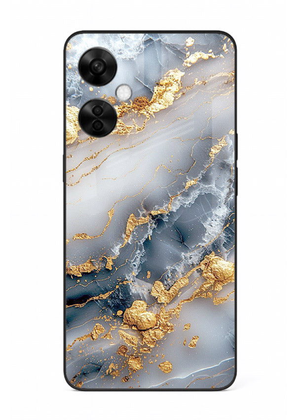 Soft Smoke Marble OnePlus Nord CE3 Lite glass back cover with white smoky marble texture