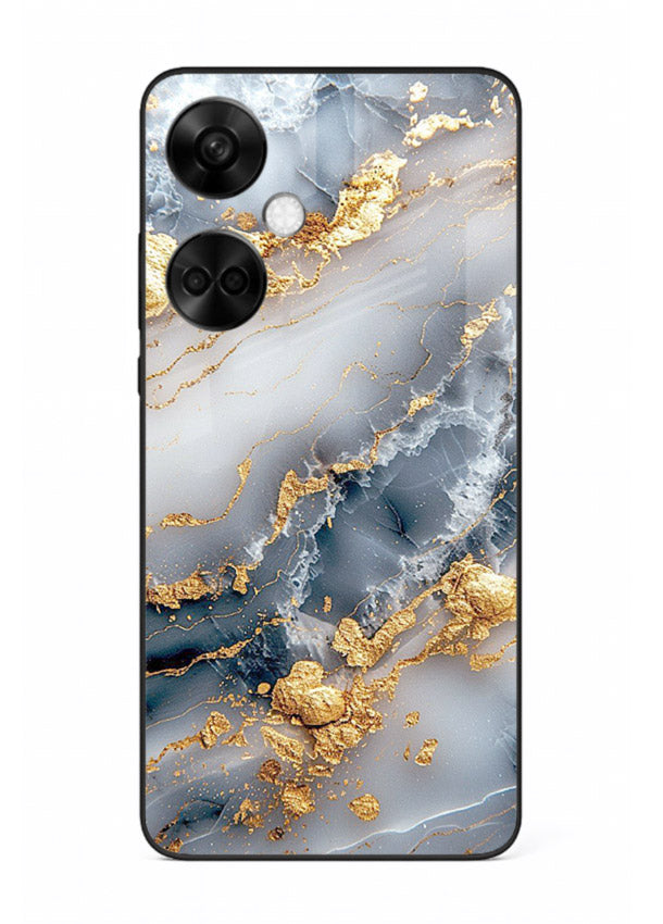 Soft Smoke Marble OnePlus Nord CE3 glass back cover with white smoky marble texture