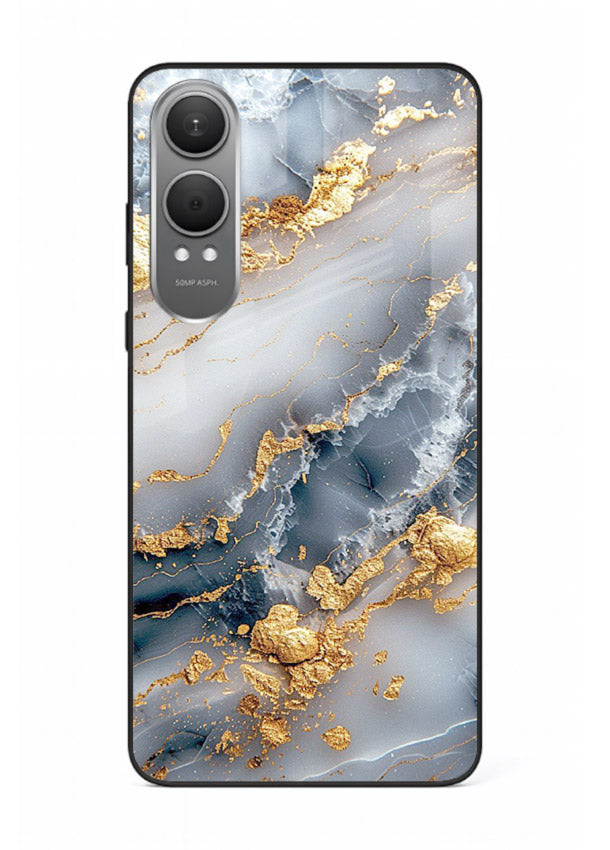 Soft Smoke Marble OnePlus Nord CE4 Lite glass back cover with white smoky marble texture
