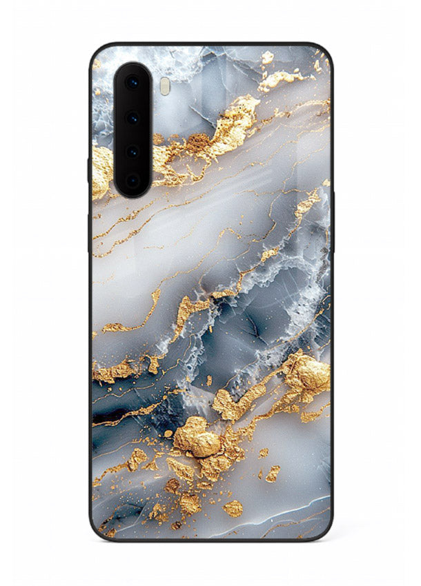 Soft Smoke Marble OnePlus Nord glass back cover with white smoky marble texture