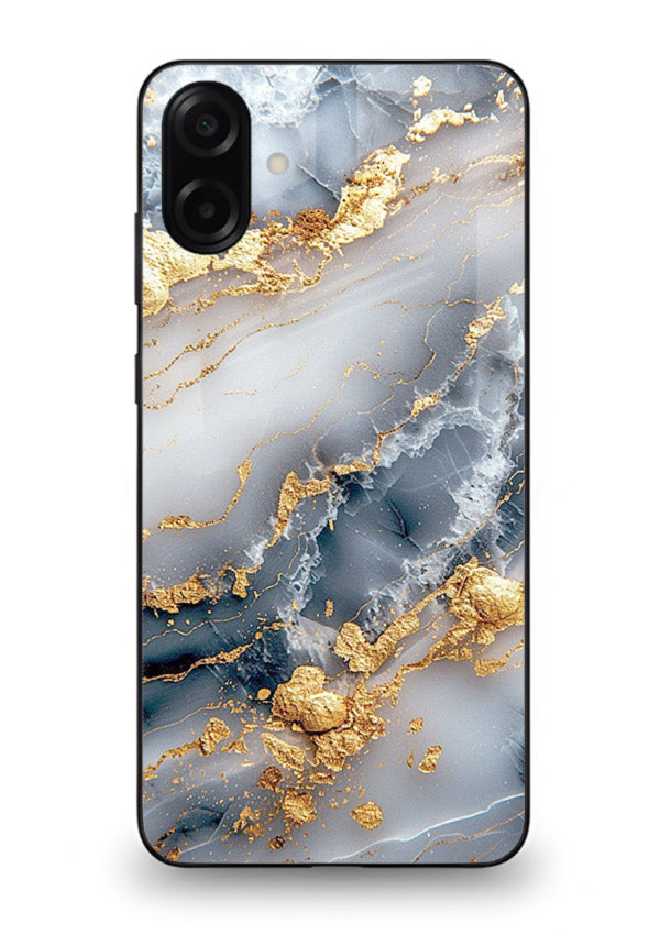 Soft Smoke Marble Samsung A07 4G glass back cover with white smoky marble texture