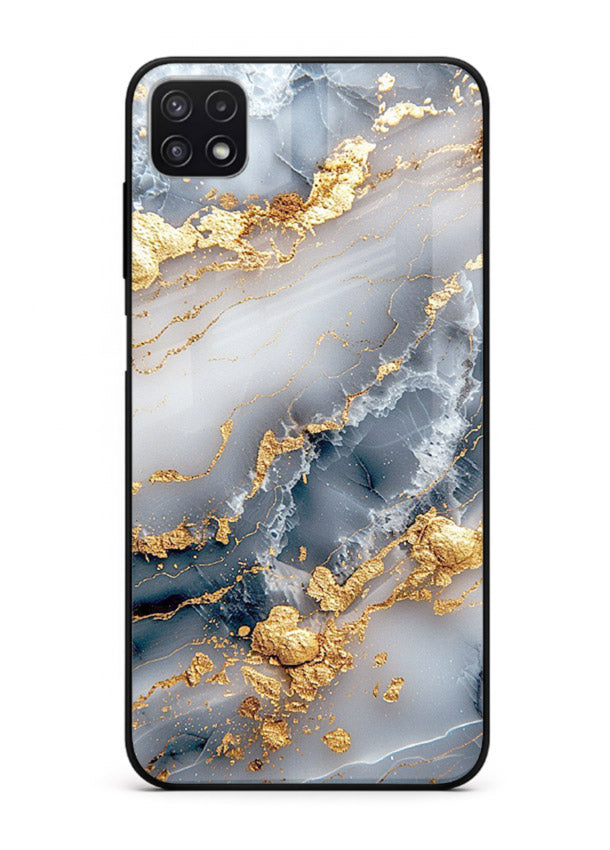 Soft Smoke Marble Samsung F42 5G glass back cover with white smoky marble texture