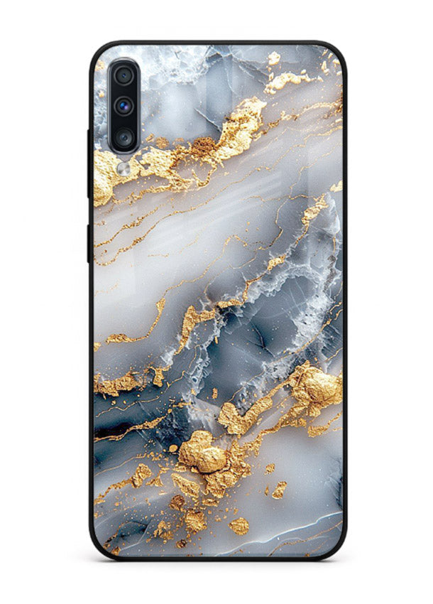 Soft Smoke Marble Samsung A70 glass back cover with white smoky marble texture