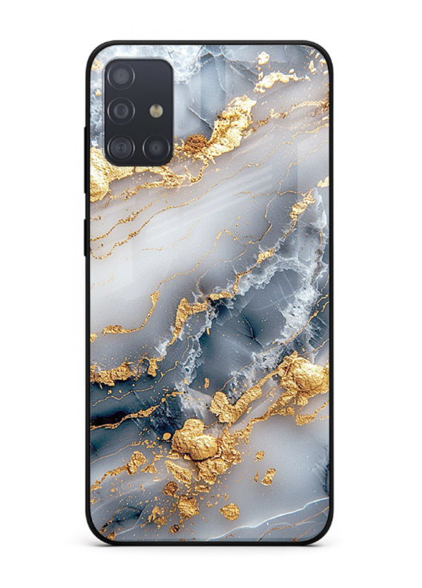 Soft Smoke Marble Samsung A51 glass back cover with white smoky marble texture