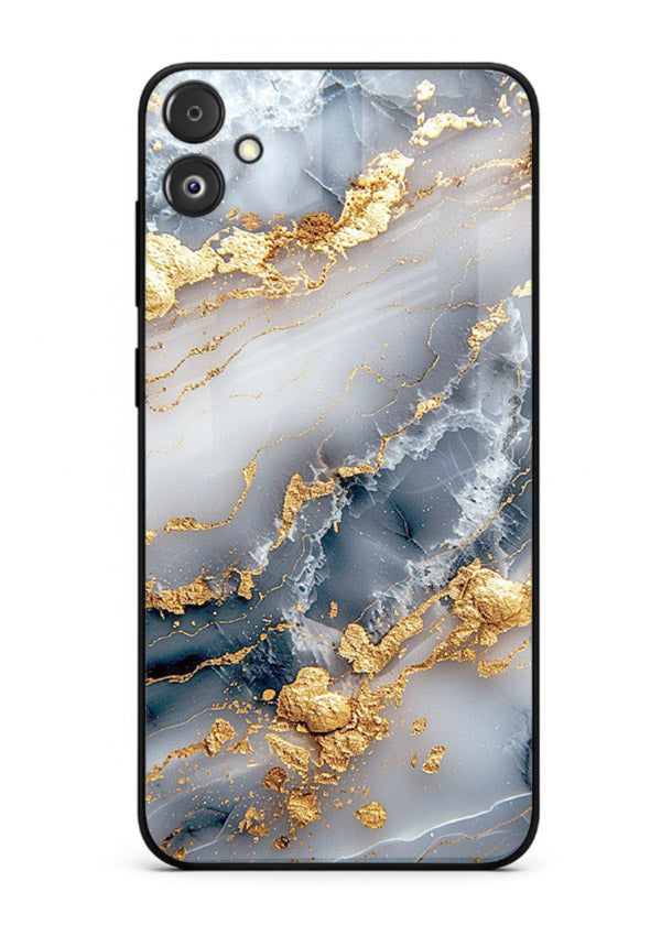 Soft Smoke Marble Samsung F14 5G glass back cover with white smoky marble texture