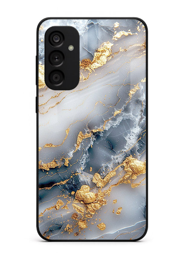 Soft Smoke Marble Samsung A34 5G glass back cover with white smoky marble texture