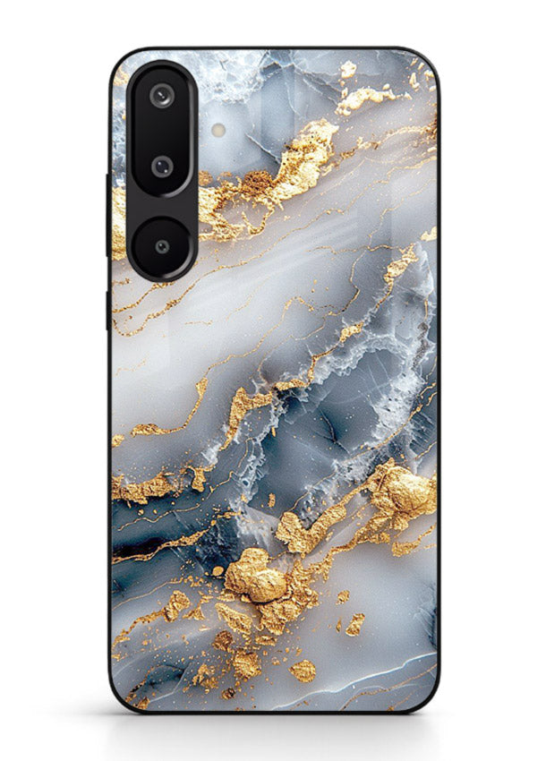Soft Smoke Marble Samsung F16 5G glass back cover with white smoky marble texture
