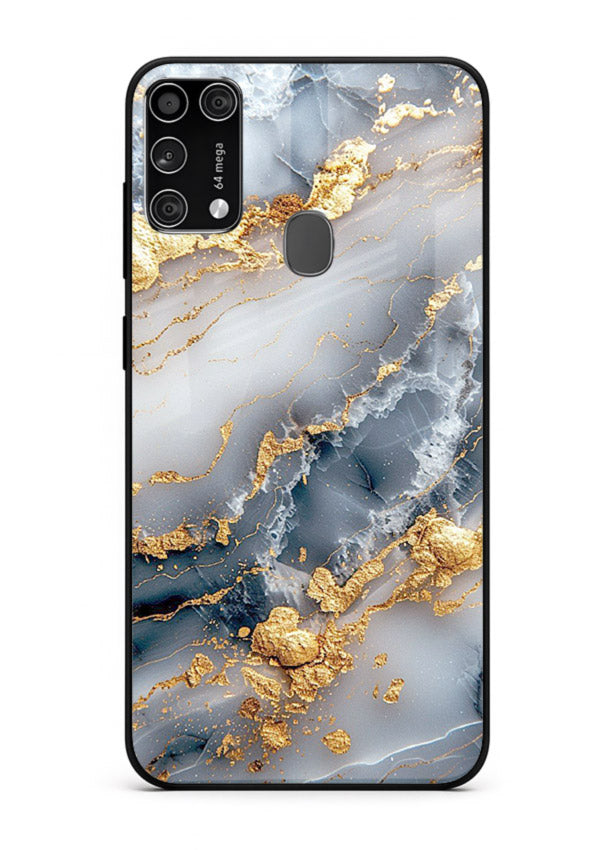 Soft Smoke Marble Samsung M31 Prime glass back cover with white smoky marble texture