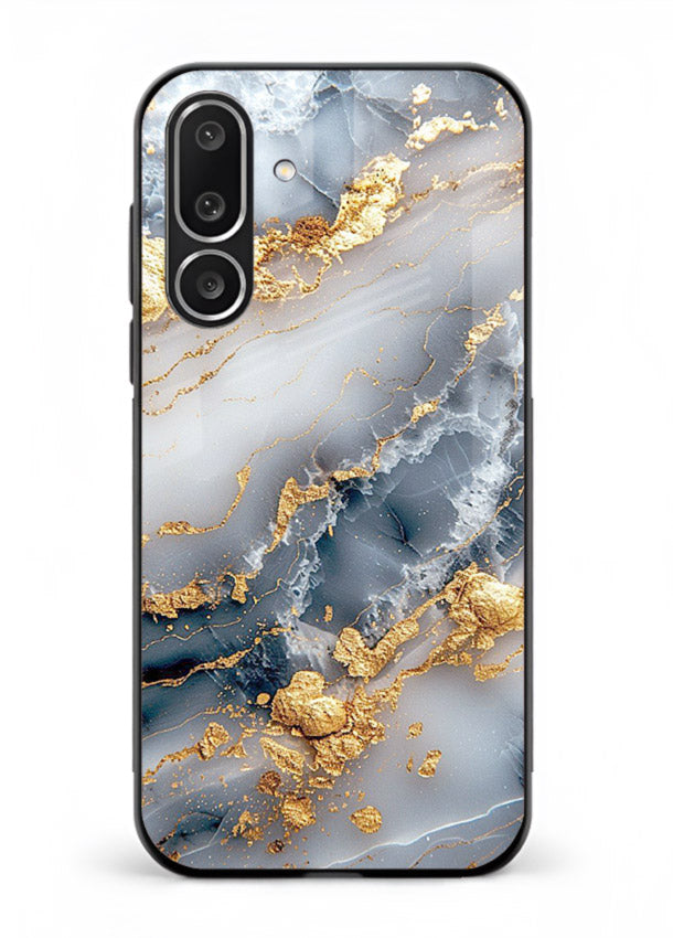 Soft Smoke Marble Samsung F56 5G glass back cover with white smoky marble texture