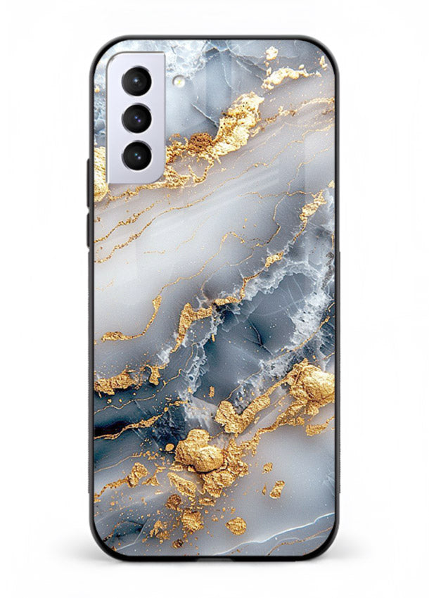 Soft Smoke Marble Samsung S21 Plus glass back cover with white smoky marble texture