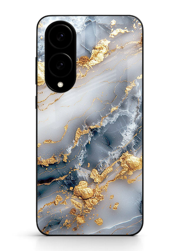 Soft Smoke Marble Samsung S25 Edge glass back cover with white smoky marble texture