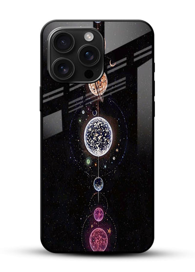 Solar chakra mandala cosmic art glossy vibrant premium glass meditation spiritual case - Angle Front