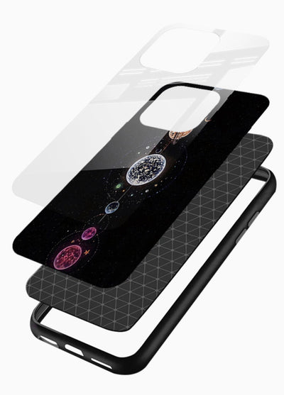 Solar chakra mandala cosmic art glossy vibrant premium glass meditation spiritual case - Angle Layers