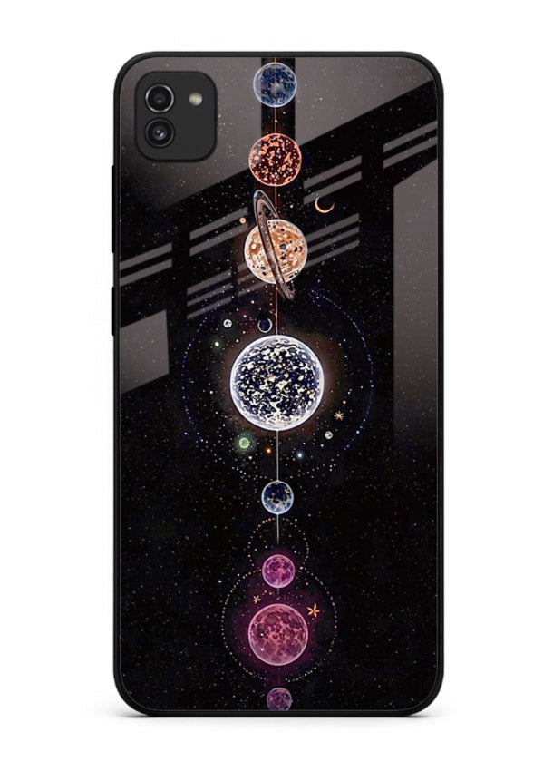 Solar chakra mandala cosmic art Samsung A03 glass meditation spiritual case