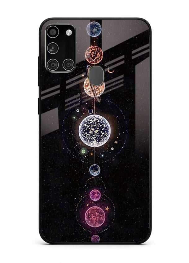 Solar chakra mandala cosmic art Samsung A21s glass meditation spiritual case