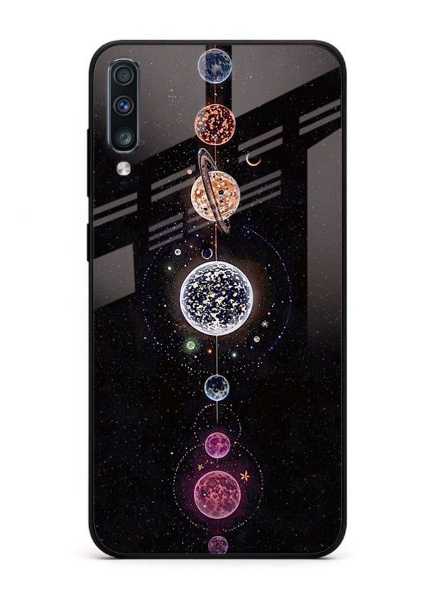 Solar chakra mandala cosmic art Samsung A70 glass meditation spiritual case