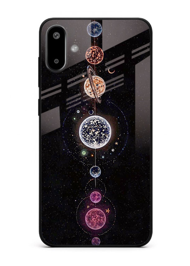Solar chakra mandala cosmic art Samsung F06 5G glass meditation spiritual case