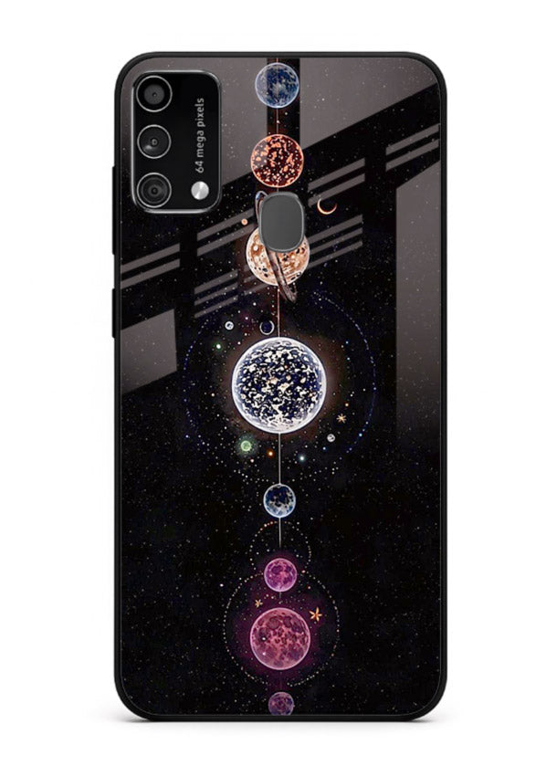 Solar chakra mandala cosmic art Samsung F41 glass meditation spiritual case