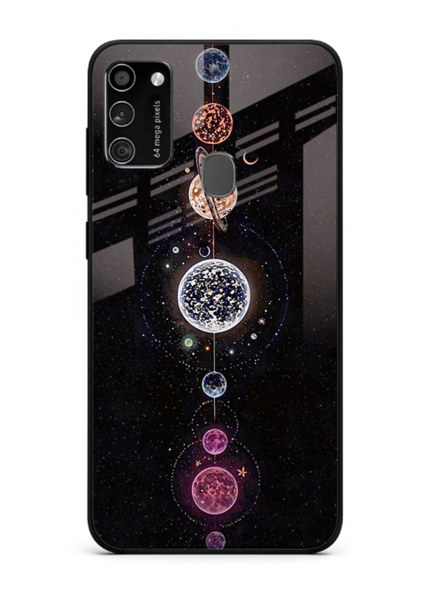 Solar chakra mandala cosmic art Samsung M21 glass meditation spiritual case