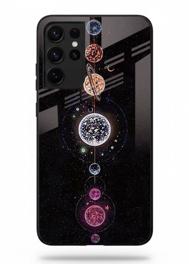 Solar chakra mandala cosmic art Samsung S21 Ultra glass meditation spiritual case