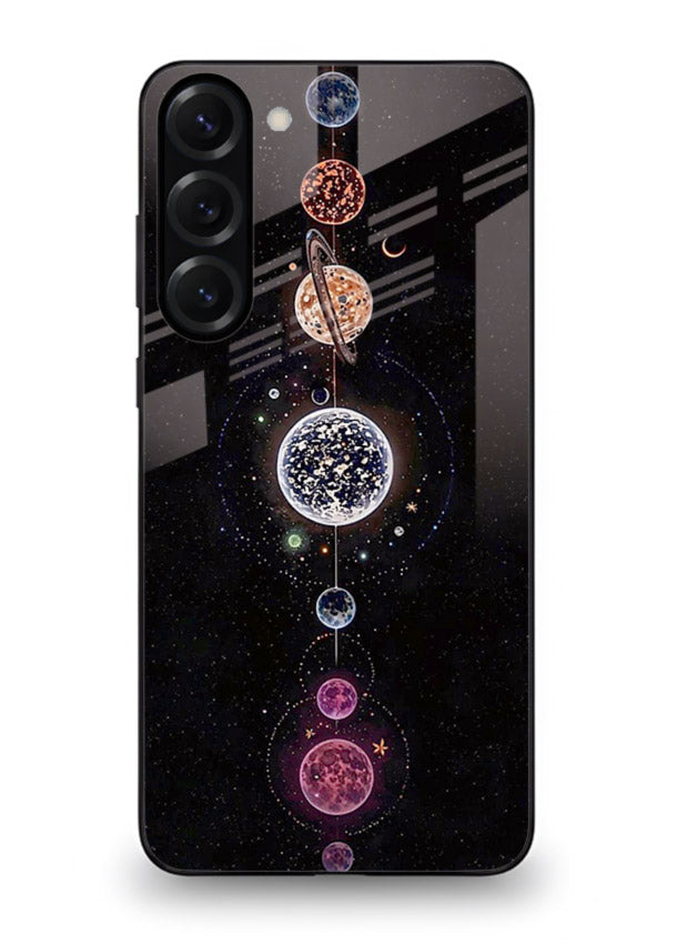 Solar chakra mandala cosmic art Samsung S23 Plus glass meditation spiritual case