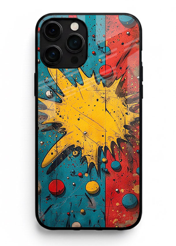 Splash Pop Abstract bold splash pattern iphone 16 pro max glass back cover