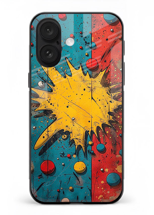 Splash Pop Abstract bold splash pattern iphone 16 plus glass back cover