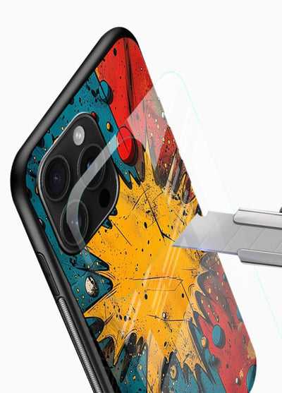 Splash Pop Abstract bold splash pattern glossy vibrant premium glass back cover - Angle Blade