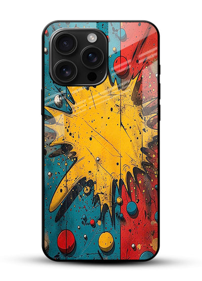 Splash Pop Abstract bold splash pattern glossy vibrant premium glass back cover - Angle Front