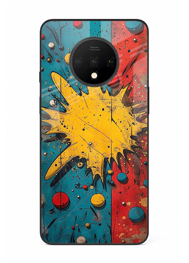 Splash Pop Abstract bold splash pattern OnePlus 7T glass back cover
