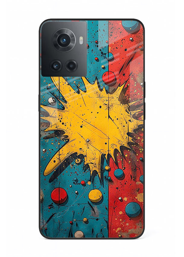 Splash Pop Abstract bold splash pattern OnePlus 10R glass back cover