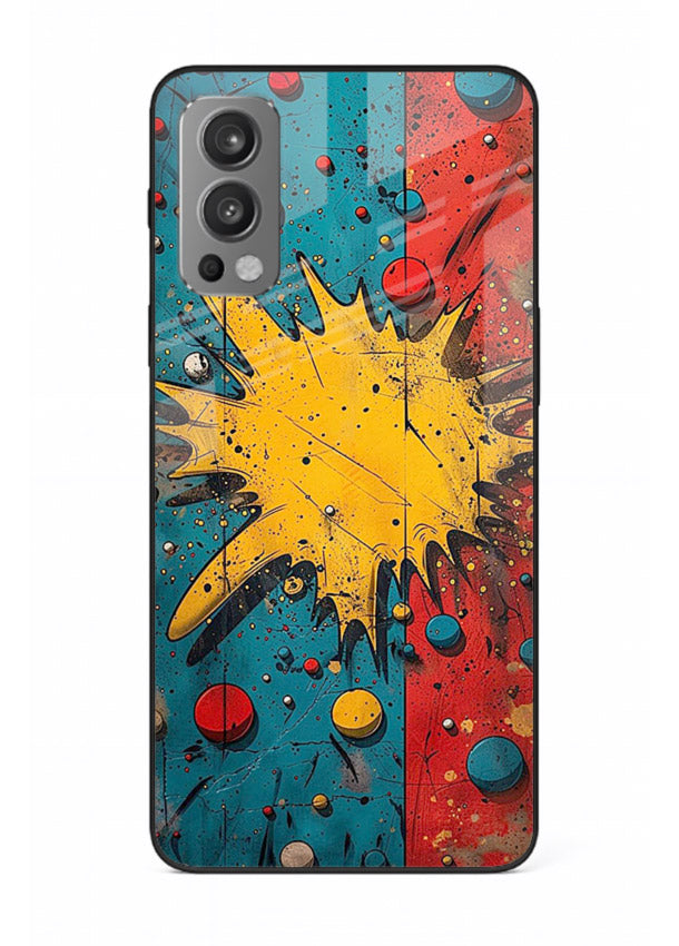 Splash Pop Abstract bold splash pattern OnePlus Nord 2 glass back cover