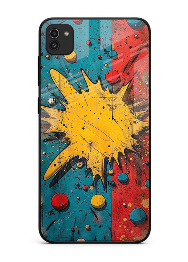 Splash Pop Abstract bold splash pattern Samsung A03 glass back cover