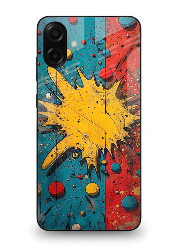 Splash Pop Abstract bold splash pattern Samsung A06 5G glass back cover