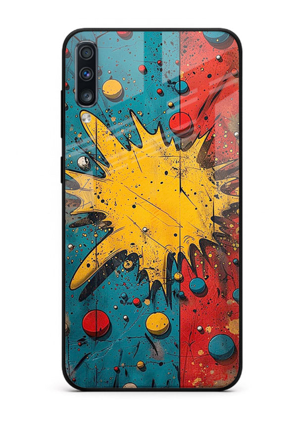 Splash Pop Abstract bold splash pattern Samsung A70 glass back cover
