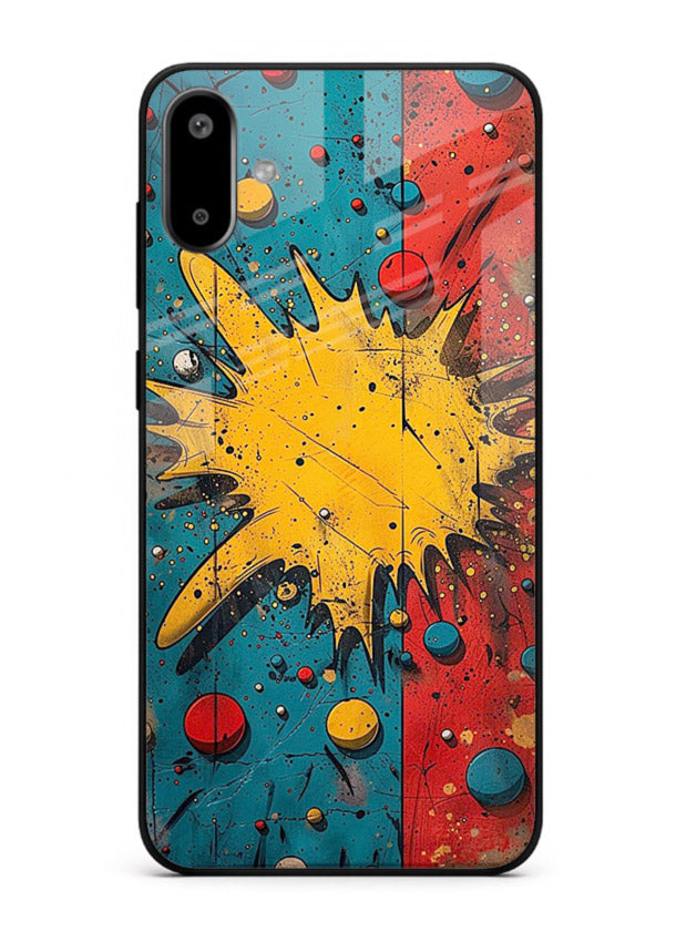 Splash Pop Abstract bold splash pattern Samsung F06 5G glass back cover
