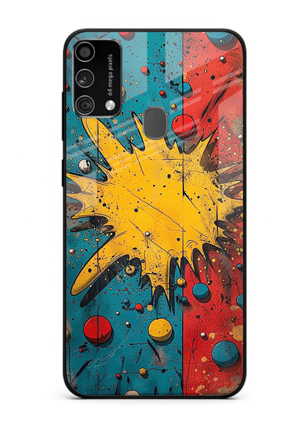 Splash Pop Abstract bold splash pattern Samsung F41 glass back cover