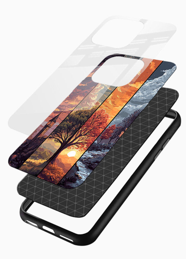Split Seasons Art dual-season artwork glossy vibrant premium glass back cover - Angle Layers
