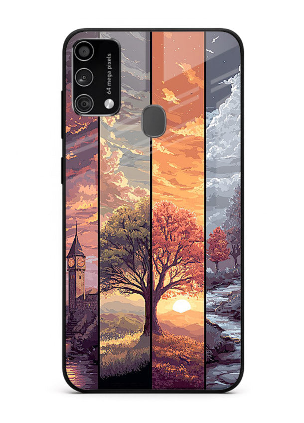 Split Seasons Art dual-season artwork Samsung F41 glass back cover