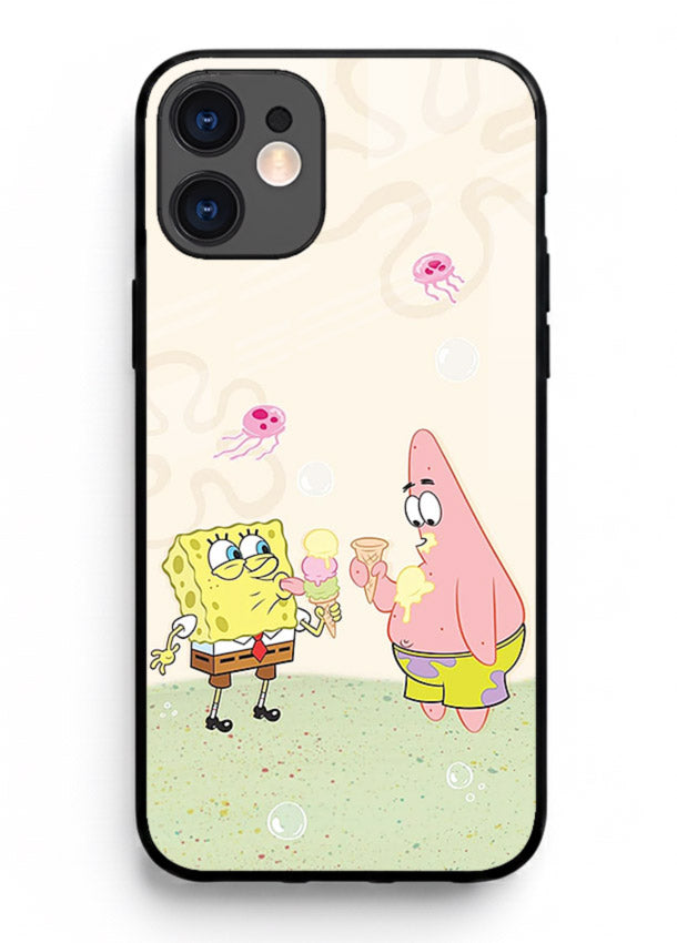 SpongeBob Patrick Fun cartoon artwork iphone 12 glass back cover