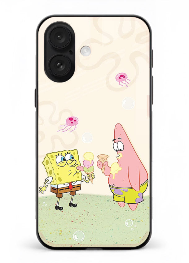 SpongeBob Patrick Fun cartoon artwork iphone 16 glass back cover