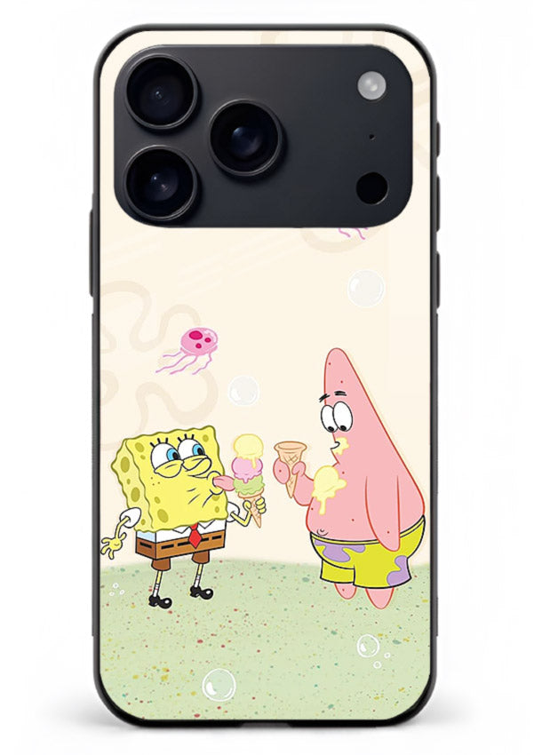 SpongeBob Patrick Fun cartoon artwork iphone 17 pro max glass back cover