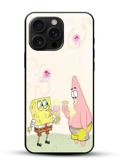 SpongeBob Patrick Fun cartoon artwork glossy vibrant premium glass back cover - Angle Front