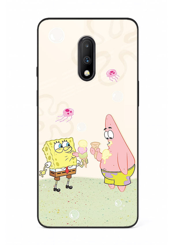 SpongeBob Patrick Fun cartoon artwork OnePlus 7 glass back cover