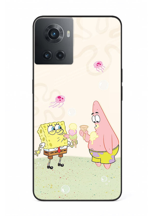 SpongeBob Patrick Fun cartoon artwork OnePlus 10R glass back cover