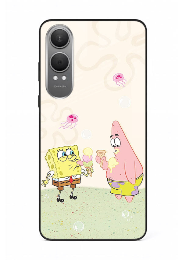 SpongeBob Patrick Fun cartoon artwork OnePlus Nord CE4 Lite glass back cover