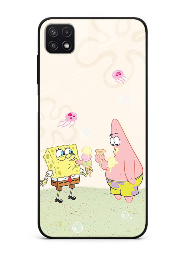 SpongeBob Patrick Fun cartoon artwork Samsung F42 5G glass back cover
