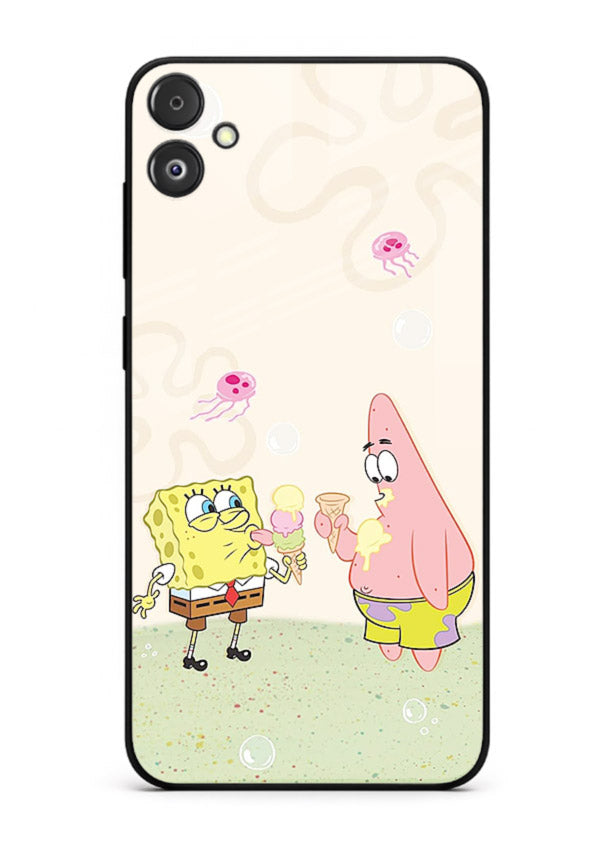 SpongeBob Patrick Fun cartoon artwork Samsung F04 5G glass back cover